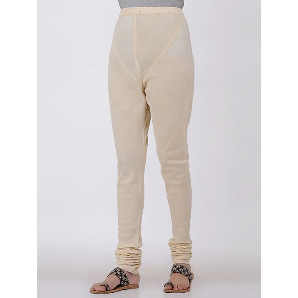 The Indian Ethnic Co. Ivory Elasticated Organic Kala Cotton Churidar