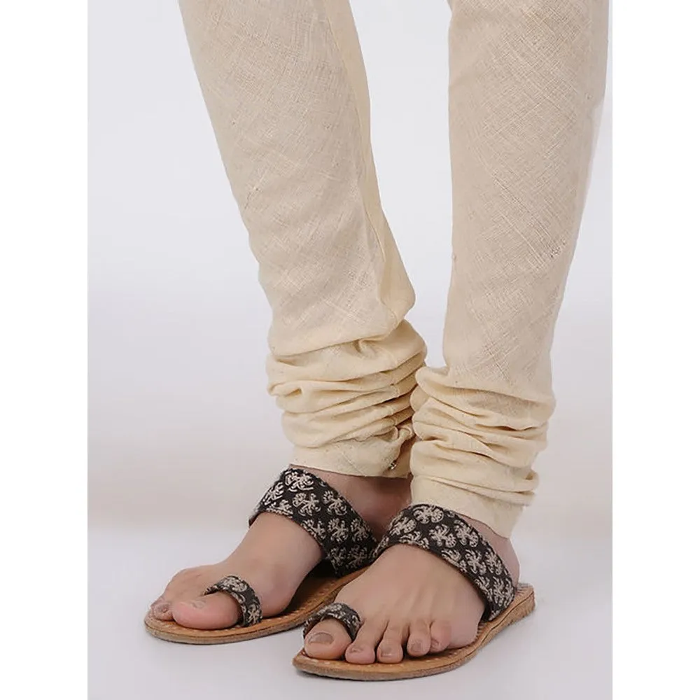 The Indian Ethnic Co. Ivory Elasticated Organic Kala Cotton Churidar