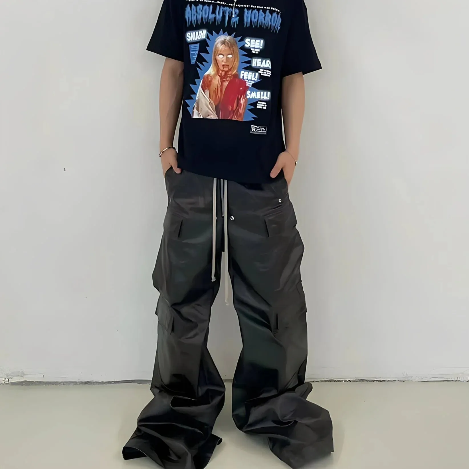 The Matteo Loose Fit Leather Cargo Pants