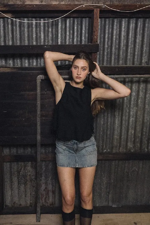 THRILLS - EMBER TIE TOP - BLACK