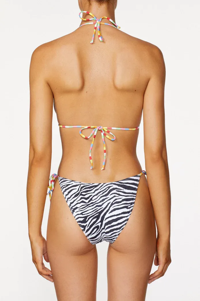 Tie Bikini Bottoms in Zebra Print