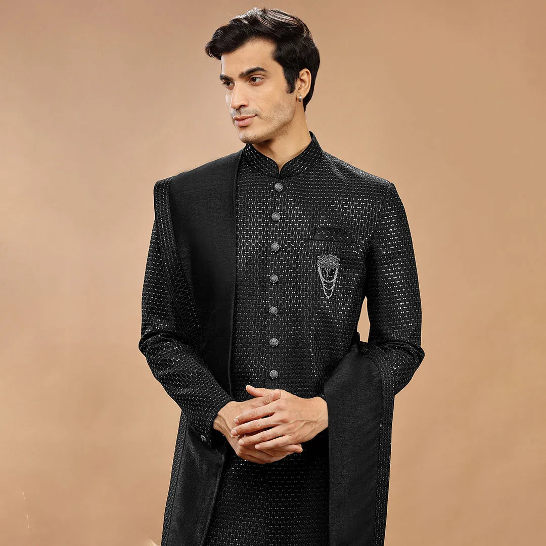 Timeless Black  Indo Western With Dupatta