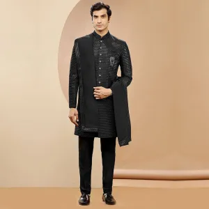 Timeless Black  Indo Western With Dupatta