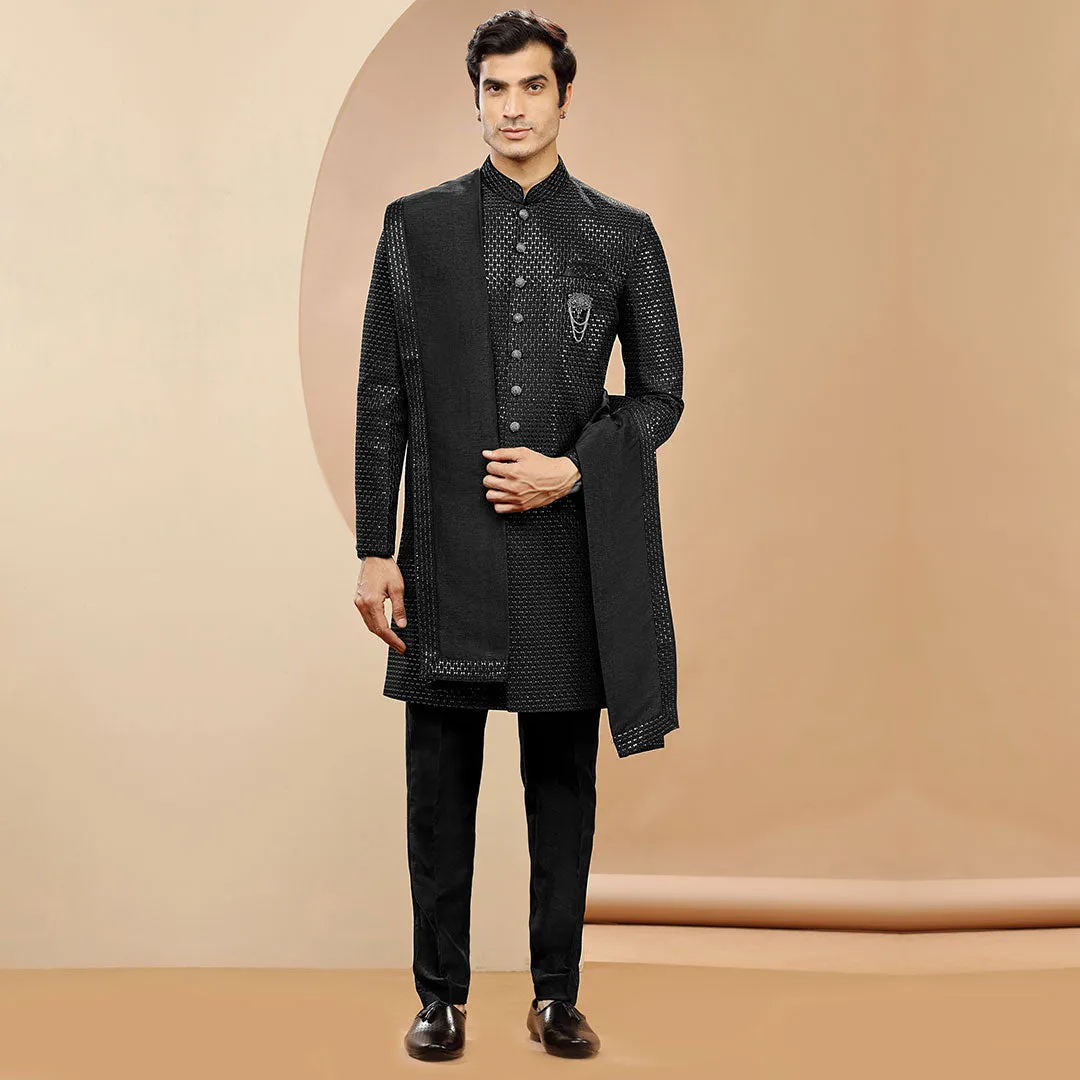 Timeless Black  Indo Western With Dupatta