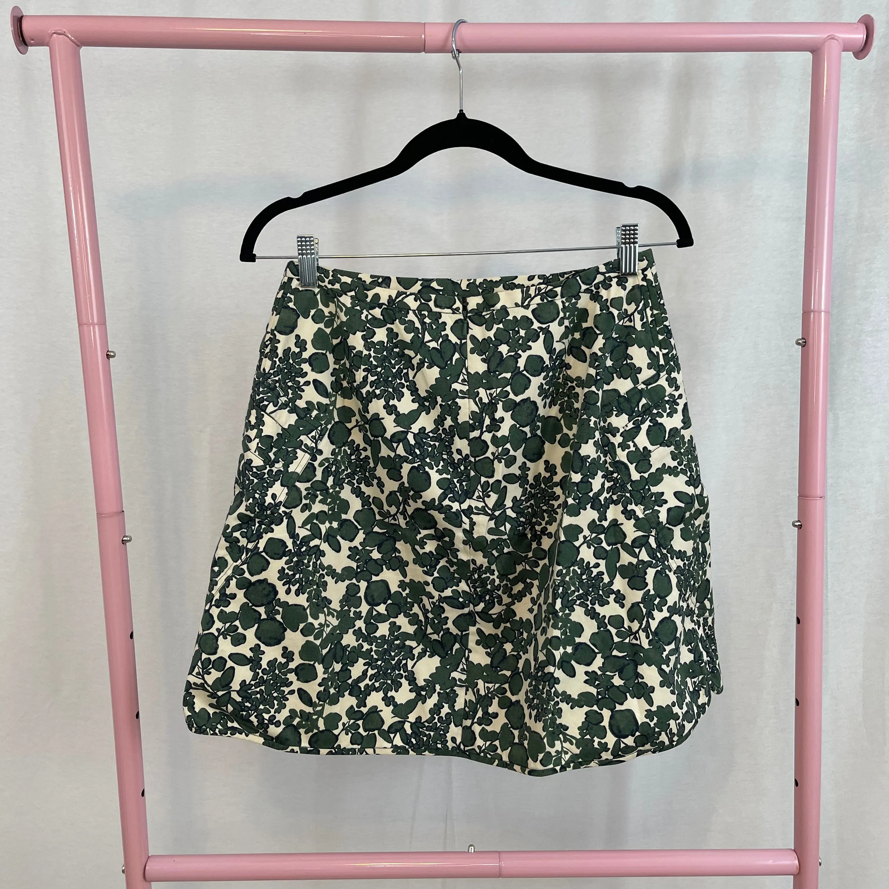Tory Burch Priscilla Twill Green Floral Skirt size 4