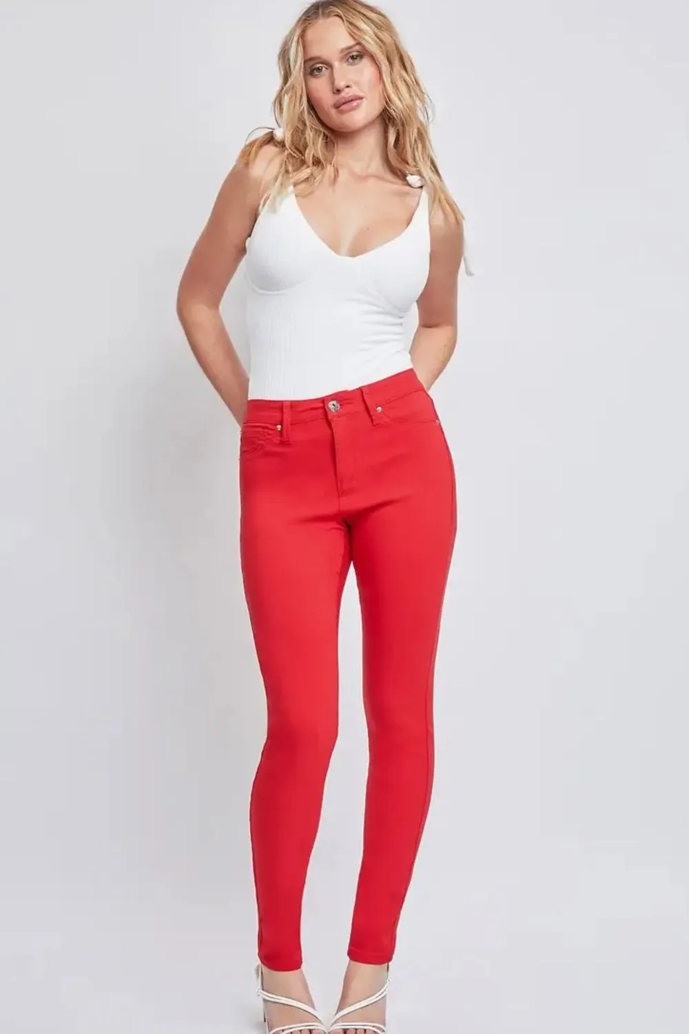 Tyla Red Hyperstretch Mid-Rise Skinny Jeans - Online Exclusive