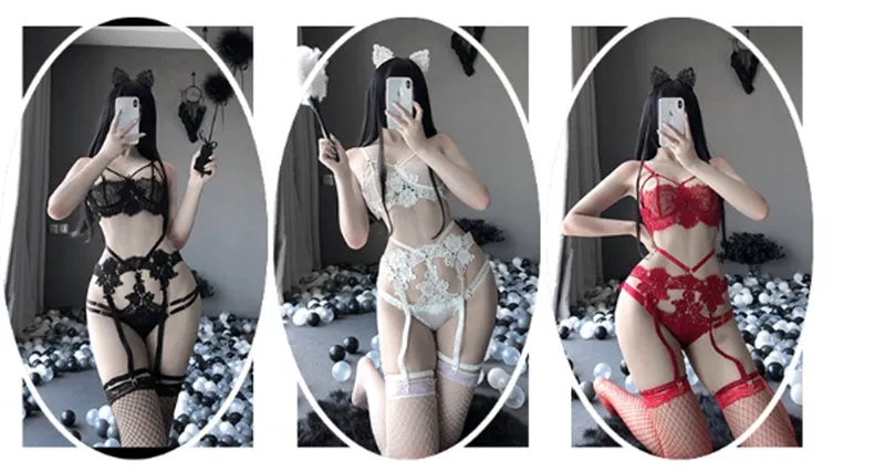 Underwear Sexy Leg Ring Garter Belt Three-point Suit