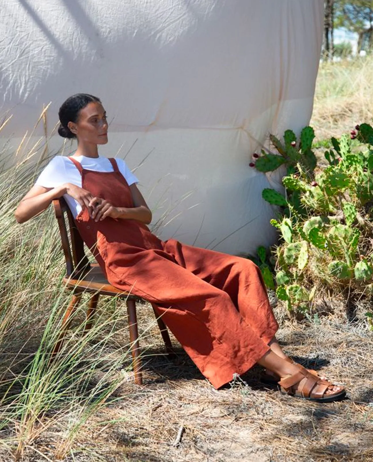 Unity-May Linen Jumpsuit In Paprika