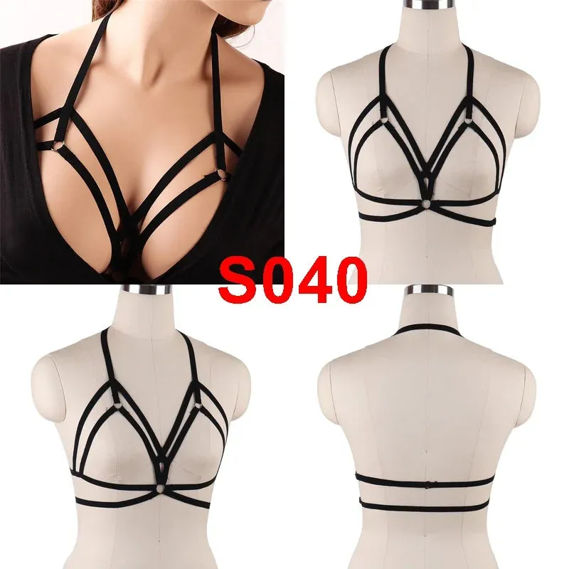 Unleash Your Dark and Edgy Side with Our Harness Bra Chest Bondage Lingerie Cage Bra