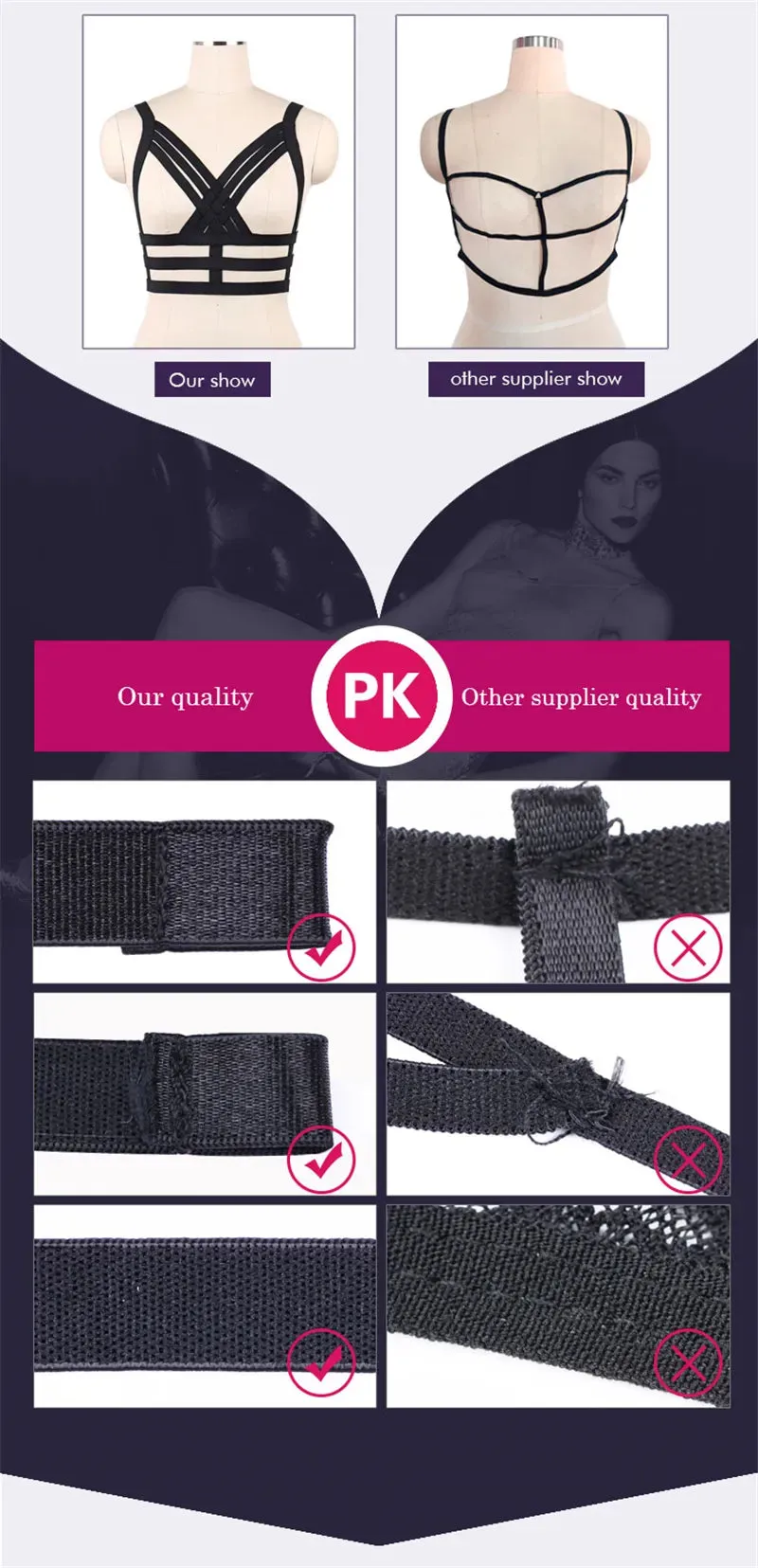 Unleash Your Dark and Edgy Side with Our Harness Bra Chest Bondage Lingerie Cage Bra