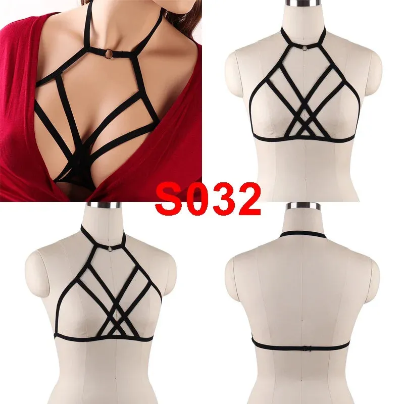 Unleash Your Dark and Edgy Side with Our Harness Bra Chest Bondage Lingerie Cage Bra