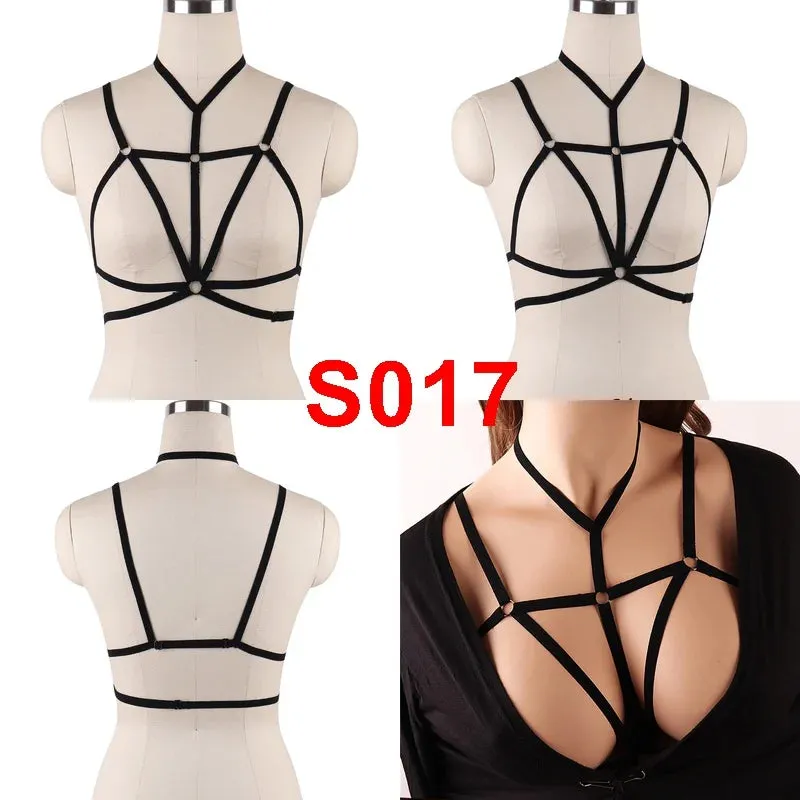 Unleash Your Dark and Edgy Side with Our Harness Bra Chest Bondage Lingerie Cage Bra