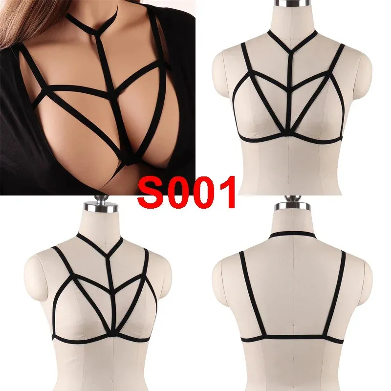 Unleash Your Dark and Edgy Side with Our Harness Bra Chest Bondage Lingerie Cage Bra