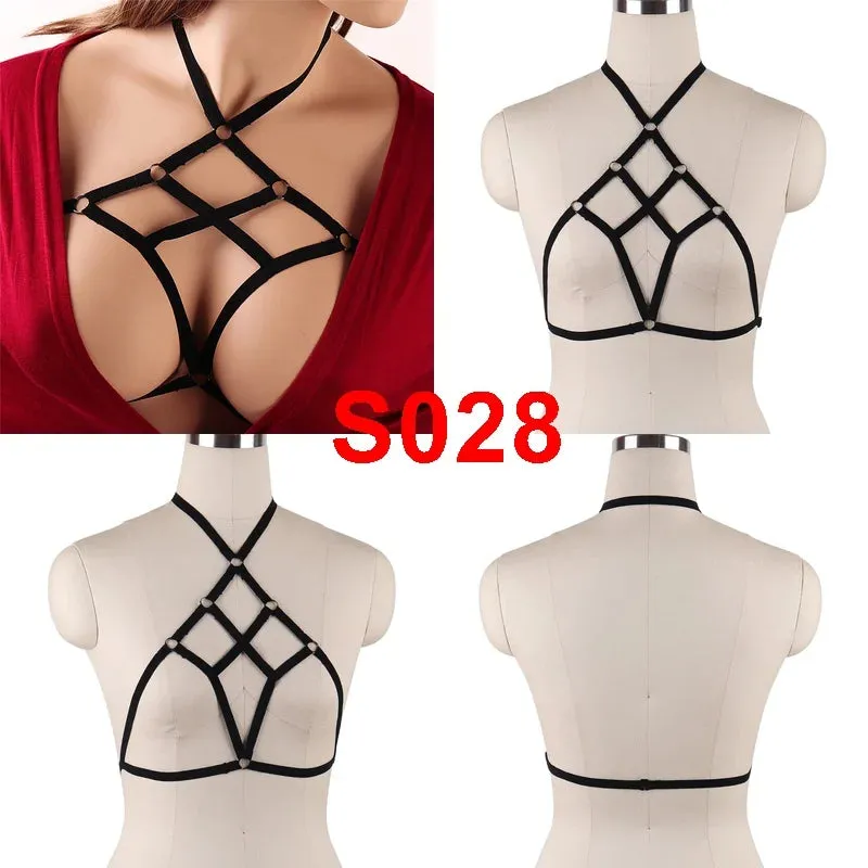 Unleash Your Dark and Edgy Side with Our Harness Bra Chest Bondage Lingerie Cage Bra