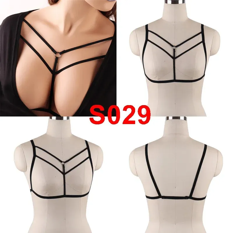 Unleash Your Dark and Edgy Side with Our Harness Bra Chest Bondage Lingerie Cage Bra
