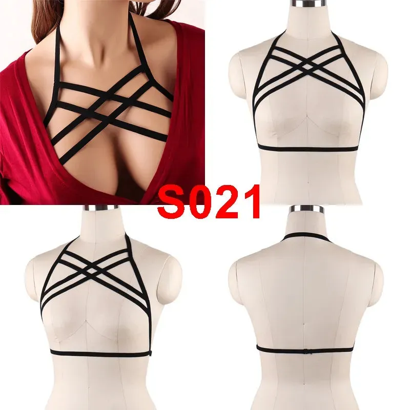 Unleash Your Dark and Edgy Side with Our Harness Bra Chest Bondage Lingerie Cage Bra