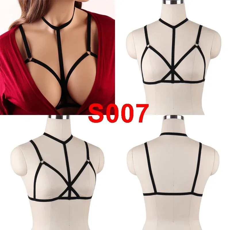 Unleash Your Dark and Edgy Side with Our Harness Bra Chest Bondage Lingerie Cage Bra