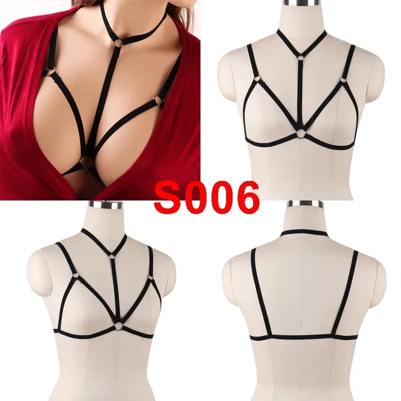 Unleash Your Dark and Edgy Side with Our Harness Bra Chest Bondage Lingerie Cage Bra