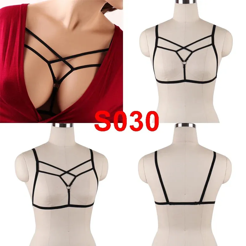 Unleash Your Dark and Edgy Side with Our Harness Bra Chest Bondage Lingerie Cage Bra