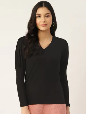 V-NECK PUFF SLEEVE TOP