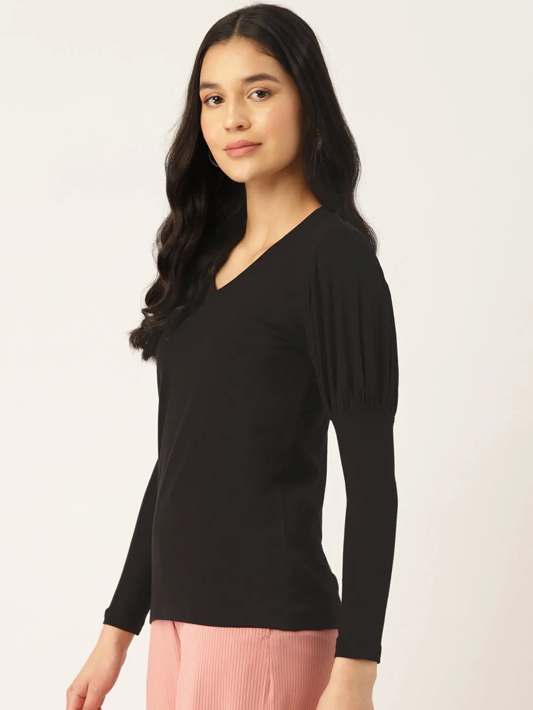 V-NECK PUFF SLEEVE TOP