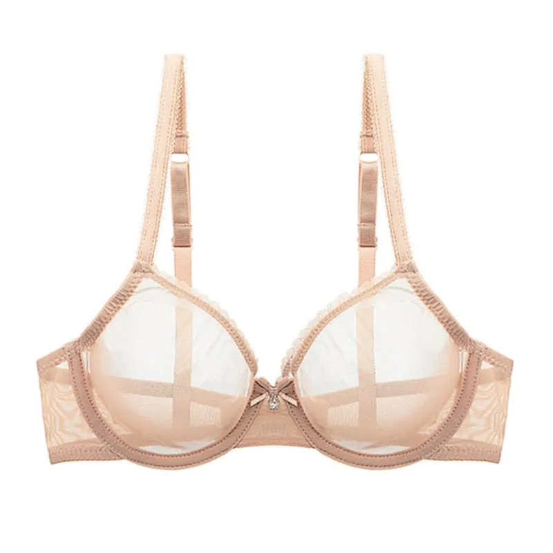 Varsbaby Plus Size Bras - Unlined, Solid, Bow Design, Ultra-Thin, Breathable & Sexy for CDE Cups
