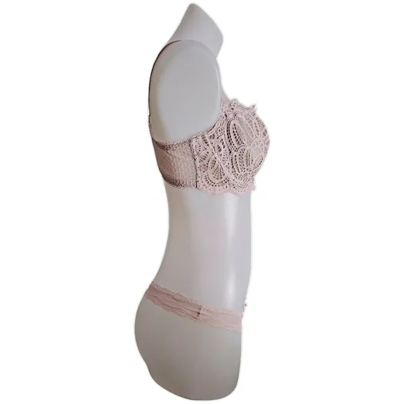 Victoria's Secret Dream Angels Wicked Uplift Bra(36D) &amp; Thong (S) Set - Blush