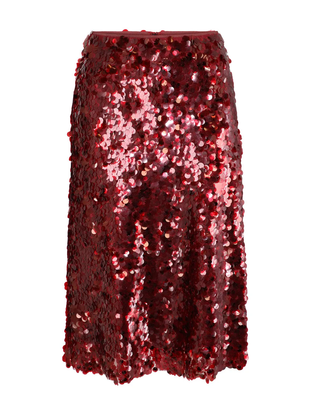 Vince Lucite Paillettes Skirt in Ruby Ink