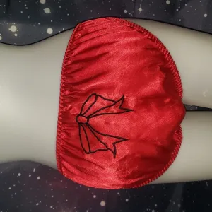 Vintage 90s red shiny satin delicates panties 8 xl bow girly