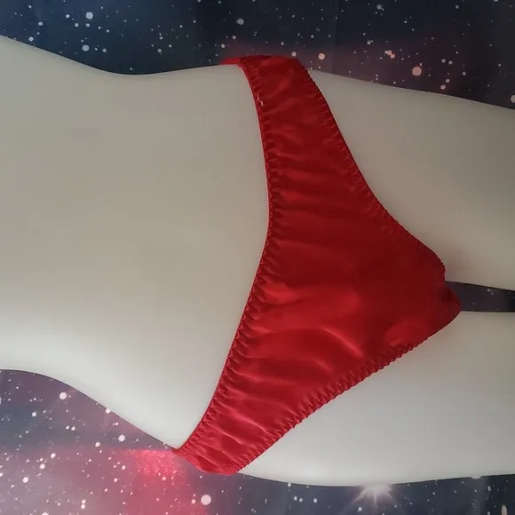 Vintage 90s red shiny satin delicates panties 8 xl bow girly