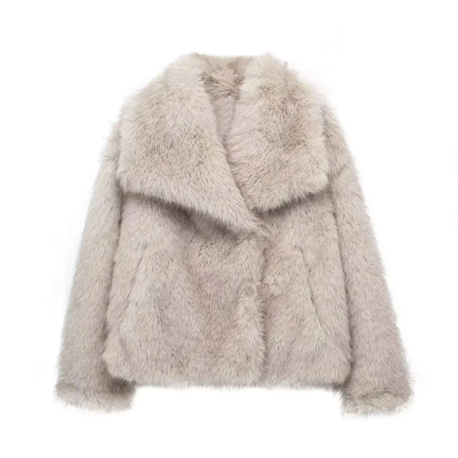 Vintage Cropped Faux Fur Jacket – Elegant Winter Style