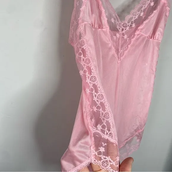 Vintage Kayser Pink Lace and Nylon Teddy - Size 34
