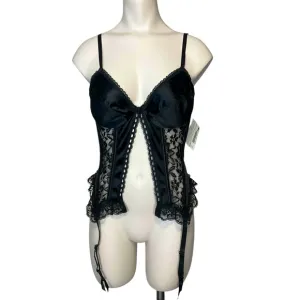VINTAGE Lingerie Set sz Small Fit Lace Bustier Matching Panties Black NWT