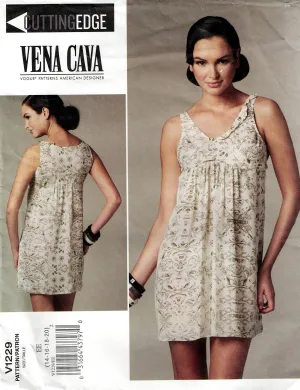 Vogue American Designer 1229 VENA CAVA Womens High Waisted Gathered Mini Dress Out Of Print Sewing Pattern Size 14 - 20 UNCUT Factory Folded