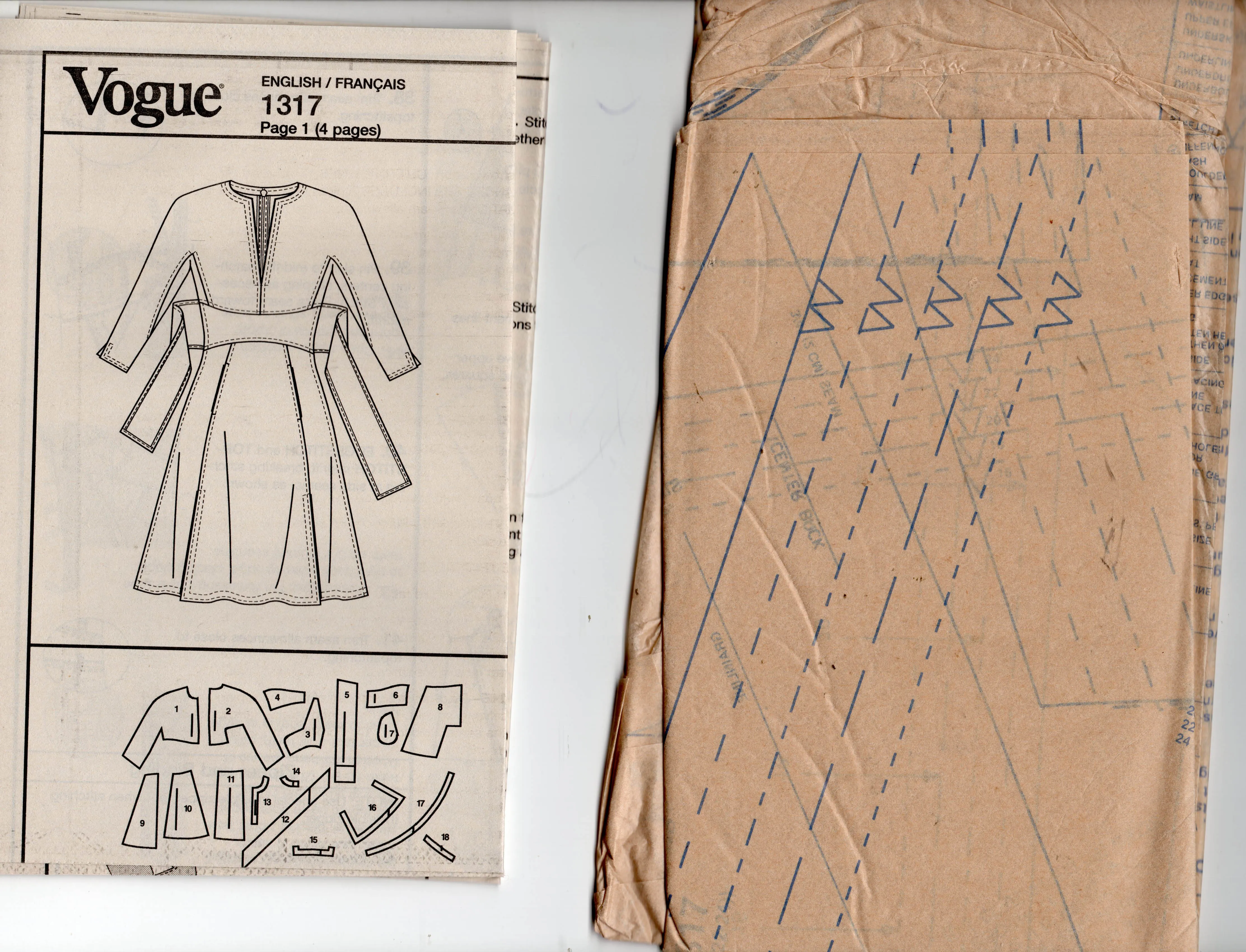Vogue American Designer 1317 CHADO Ralph Rucci Womens Tie Front Dress Out Of Print Sewing Pattern Size 16 - 24 UNCUT Factory Folded