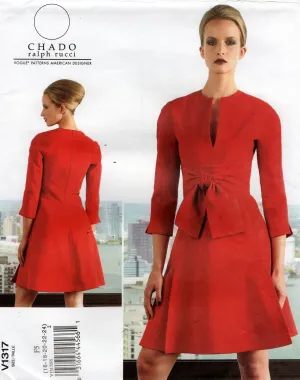 Vogue American Designer 1317 CHADO Ralph Rucci Womens Tie Front Dress Out Of Print Sewing Pattern Size 16 - 24 UNCUT Factory Folded