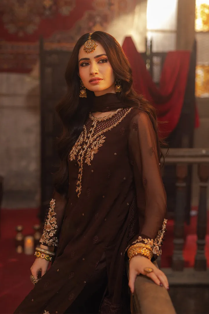 Walnut Brown Embroidered Pakistani Salwar Kameez Dupatta Suit