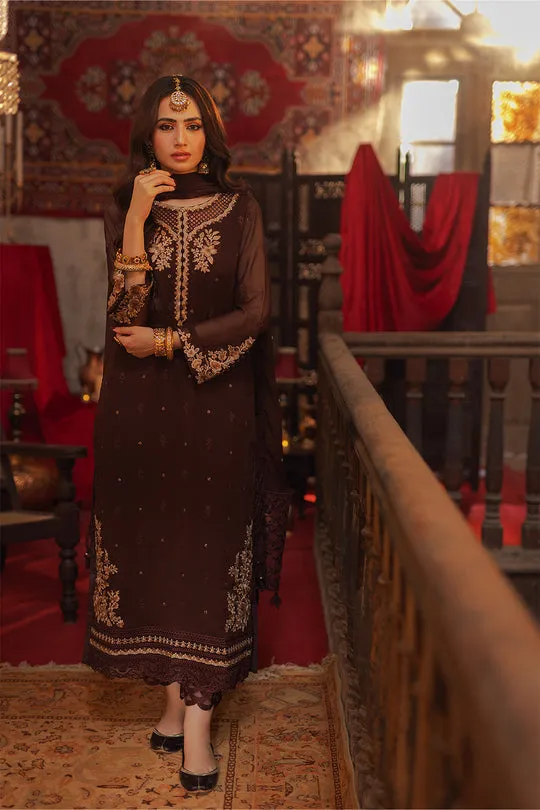 Walnut Brown Embroidered Pakistani Salwar Kameez Dupatta Suit