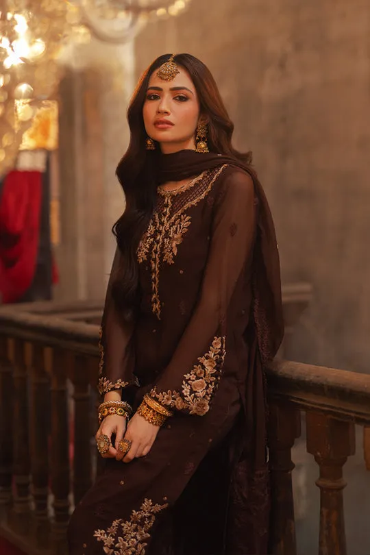 Walnut Brown Embroidered Pakistani Salwar Kameez Dupatta Suit