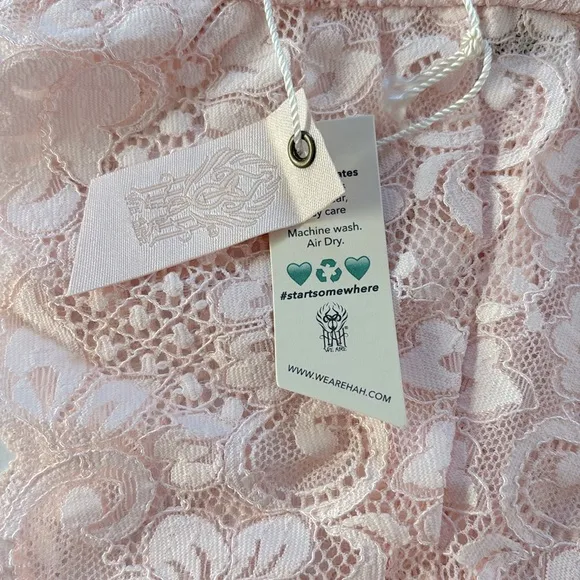 We Are HAH x Free People Cut To The Chase Bodysuit Naked Truth Blush Lace XL