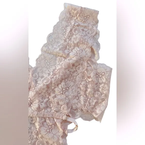 We Are HAH x Free People Cut To The Chase Bodysuit Naked Truth Blush Lace XL