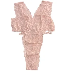 We Are HAH x Free People Cut To The Chase Bodysuit Naked Truth Blush Lace XL