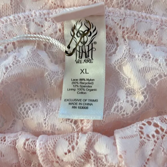 We Are HAH x Free People Cut To The Chase Bodysuit Naked Truth Blush Lace XL
