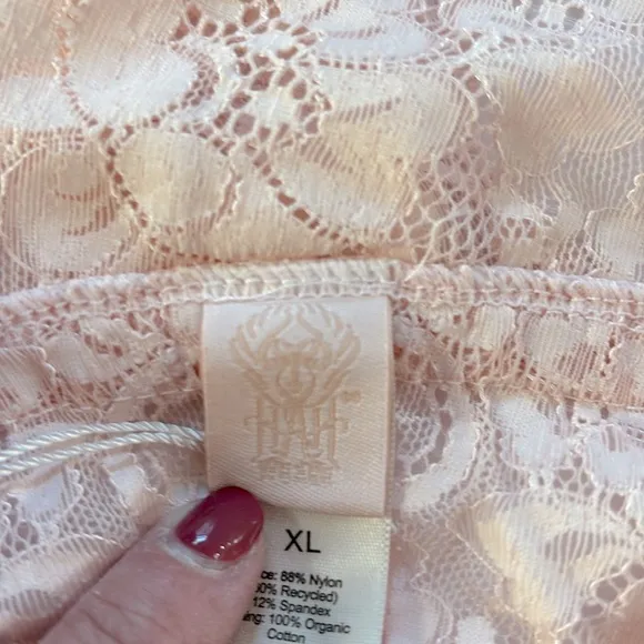 We Are HAH x Free People Cut To The Chase Bodysuit Naked Truth Blush Lace XL