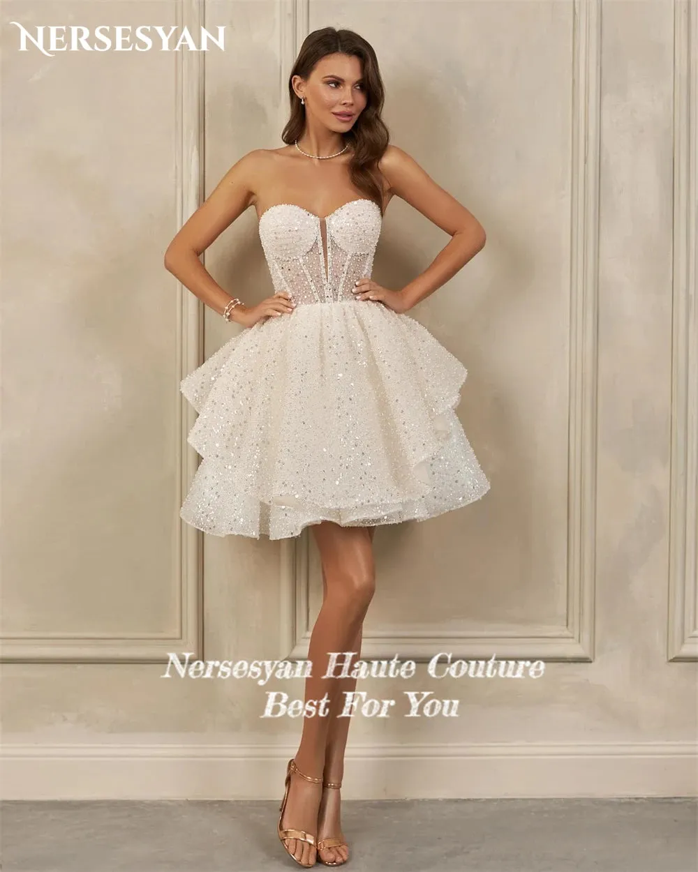 Wedding Dresses With Detachable Puff Sleeves Off Shoulder Bridal Gowns