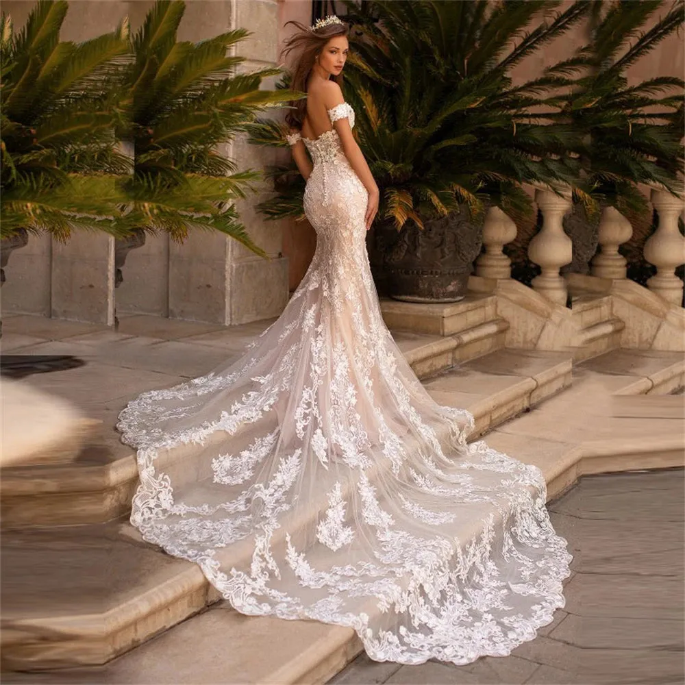 Wedding Gowns for Bride Off Shoulder Sleeve Bride