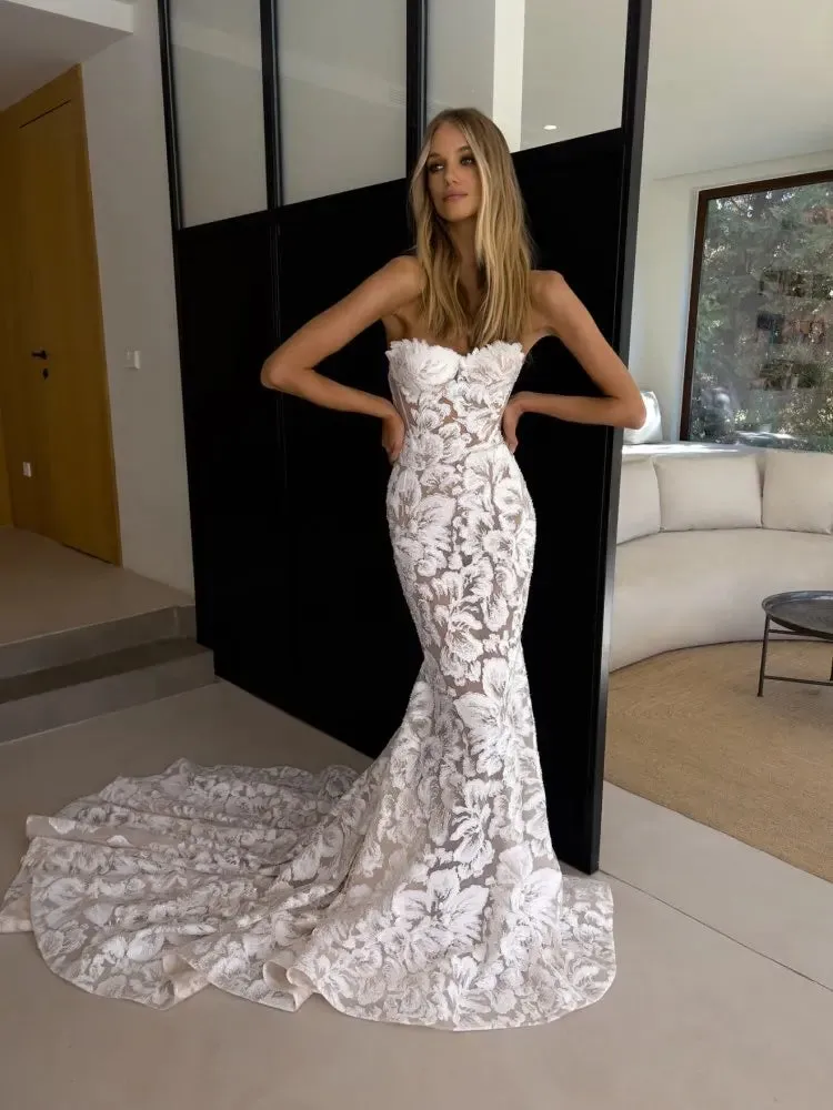 Wedding Guest Dresses: Lace Mermaid Wedding Dress