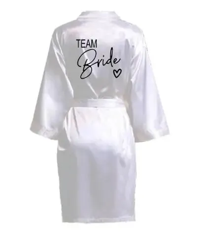 Wedding Party Team Bride Robe - Kimono Satin Pajamas for Bridesmaids, Black Letters SP003