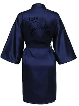 Wedding Party Team Bride Robe - Kimono Satin Pajamas for Bridesmaids, Black Letters SP003