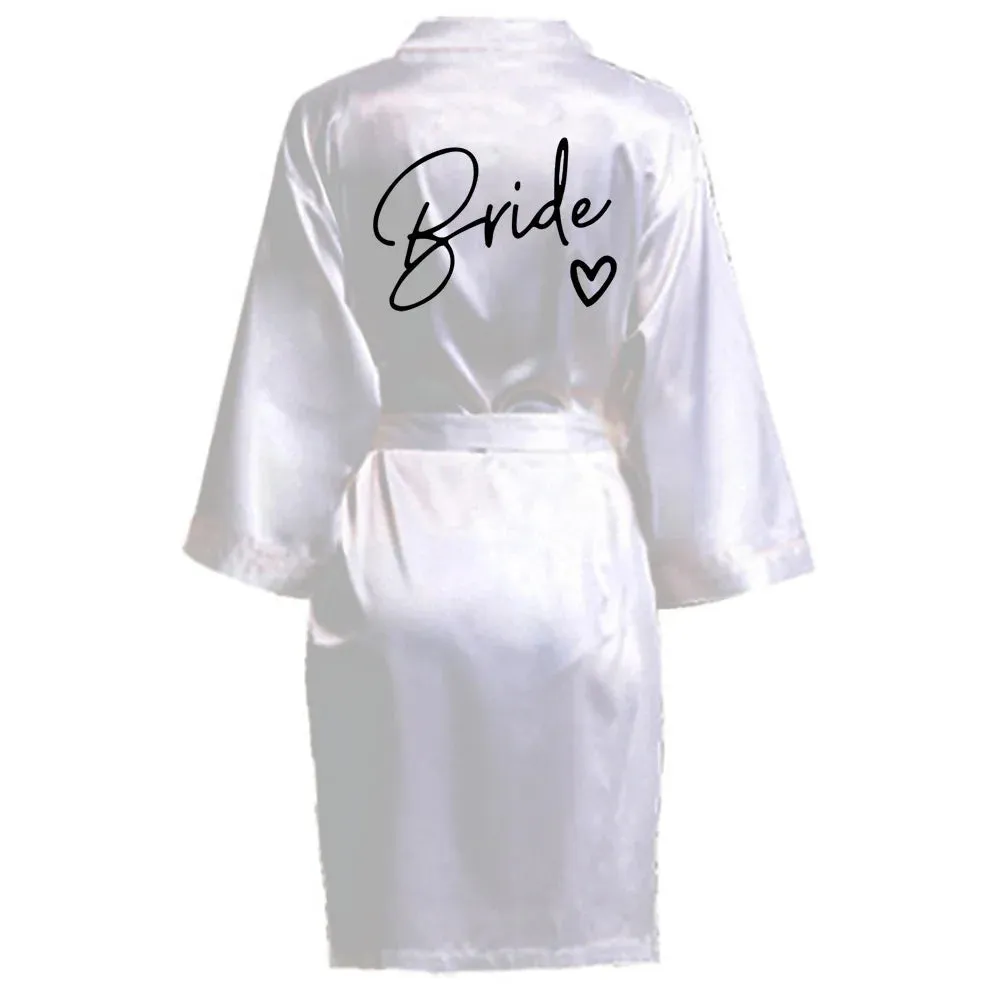 Wedding Party Team Bride Robe - Kimono Satin Pajamas for Bridesmaids, Black Letters SP003